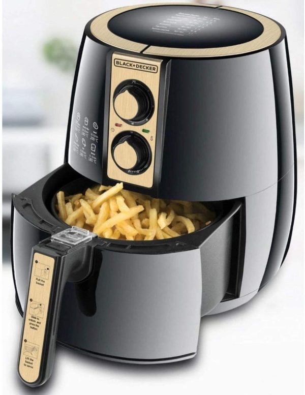 Black & Decker 4 Liter Air Fryer 1.2Kg Performance Range Aerofry, Black/Gold، AF300-B5