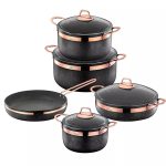 Granite stoneware cookware set - Granite cookware set in stone shape - 9 pieces