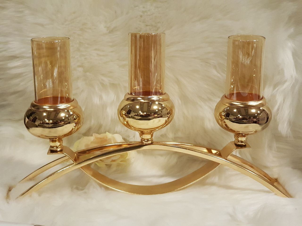 Triple Candle Holder for Home Imported Metal - Home Décor Candle sticks - Copper