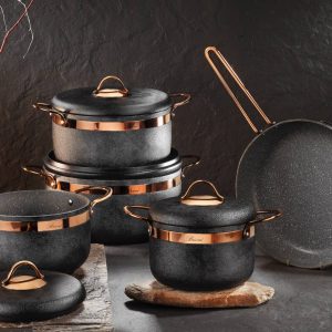 Granite stoneware cookware set - Granite cookware set in stone shape - 9 pieces