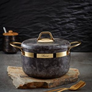 Granite stoneware cookware set - Granite cookware set in stone shape - 9 pieces