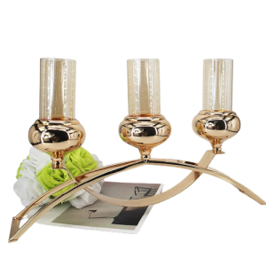Triple Candle Holder for Home Imported Metal - Home Décor Candle sticks - Copper