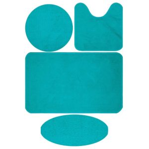 Bathroom Mats Set 4 Pieces – Anti-slip Bathroom Mats – Turquoise