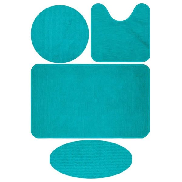 Bathroom Mats Set 4 Pieces - Anti-slip Bathroom Mats - Turquoise