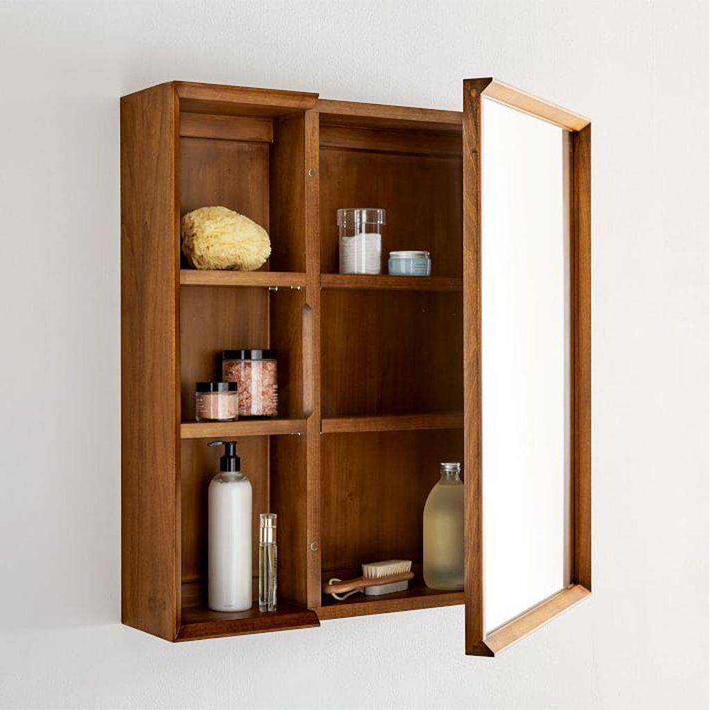 Wooden Mirror With Storage Space from Art Wood - Mirror with storage shelves - Size 65 x 15 x 67 cm - Brown