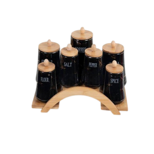 porcelain Spice Set with Wooden Stand – Multi-use Turkish Spice Set