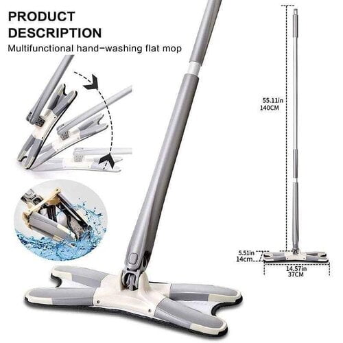 Microfiber Floor Cleaning Mop - Self-Squeezing Rotating Mop