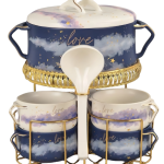 Andalus Thermal Porcelain Soup Set - Soup Stand for Dining Set 9 Pieces - Multi-Colored