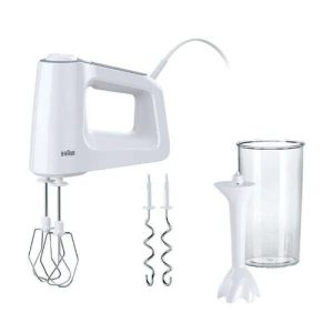 Hand Mixer 500 Watt Braun – MultiMix Egg Beater Stainless Steel – white – HM3105WH