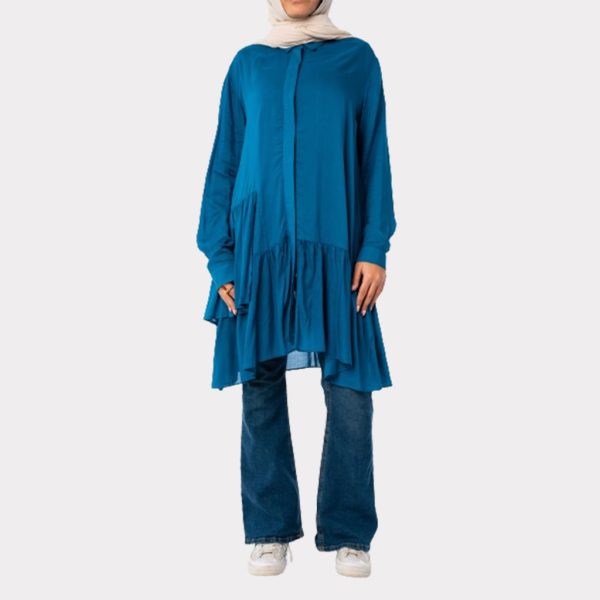 Ruffle Shirt For Women - Ruffle Blouse With Long Sleeve - Colored