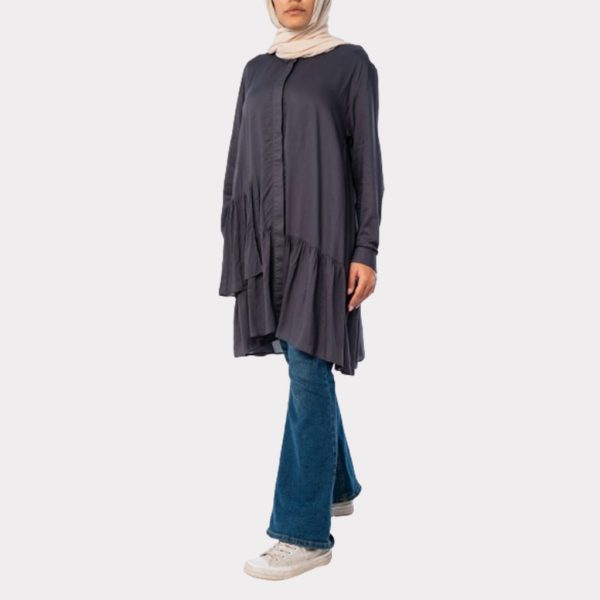 Ruffle Shirt For Women - Ruffle Blouse With Long Sleeve - Colored