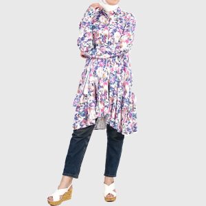 Floral Ruffle Shirt For Women – Women’s Summer Blouse – Colored