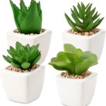 Ceramic Artificial Plant Pot - Small Planter for Home Décor - Set of 4