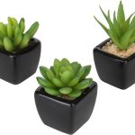 Small Artificial Plants - Ceramic Vases for Home Décor - 3 Pieces