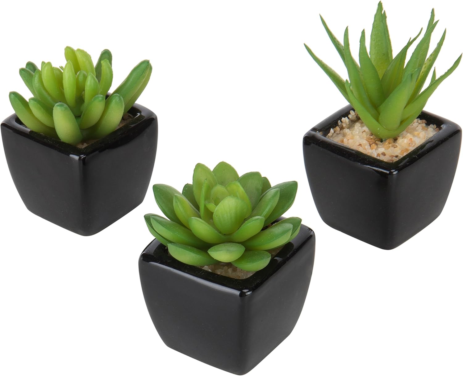 Small Artificial Plants - Ceramic Vases for Home Décor - 3 Pieces